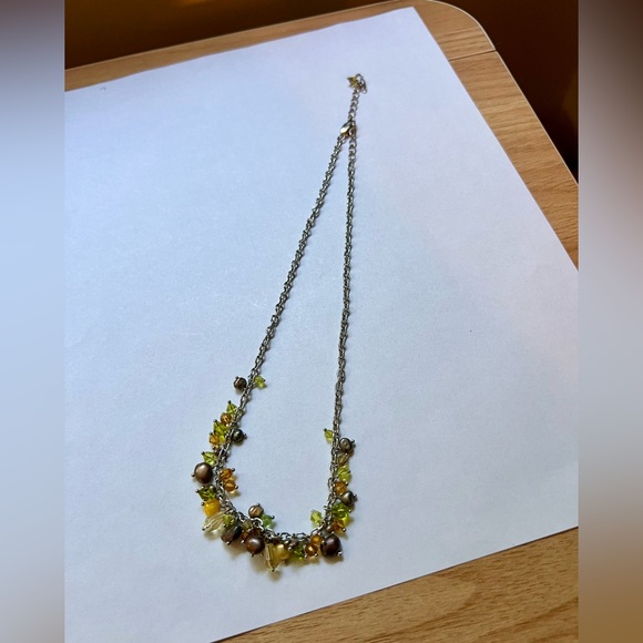 Silver Tone Beaded Cluster Necklace with Pearl Accents - Picture 5 of 9